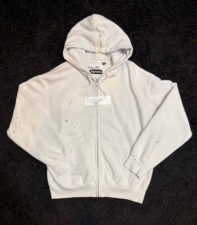 Supreme x MM6 Maison Margiela Box Logo Zip Up Hooded Sweatshirt "White"