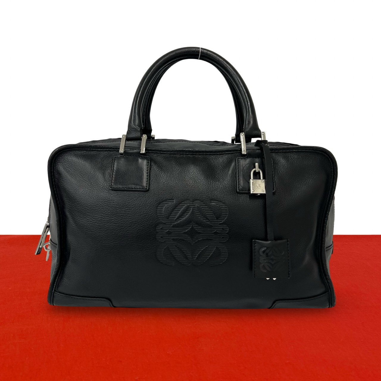 LOEWE ロエベ アマソナ 36 アナグラム ロゴ レザー ハンドバッグ ブラック
75666