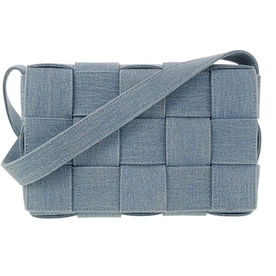 【値下げ】 BOTTEGAVENETA ボッテガヴェネタ イントレチャート カセット ショルダーバッグ 710188 デニム インディゴ ブルー レディース【中古】