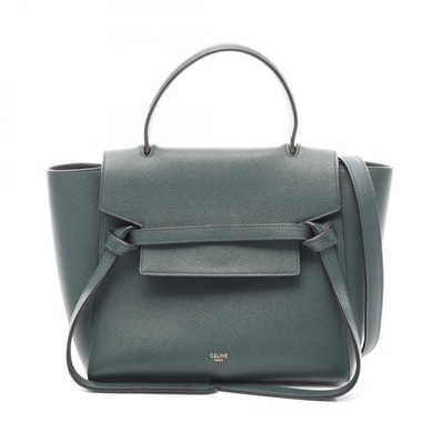 セリーヌ CELINE BELT BAG MICRO ベルトバッグ マイクロ 2WAY ハンドバッグ バッグ レザー レディース グリーン系 【中古】