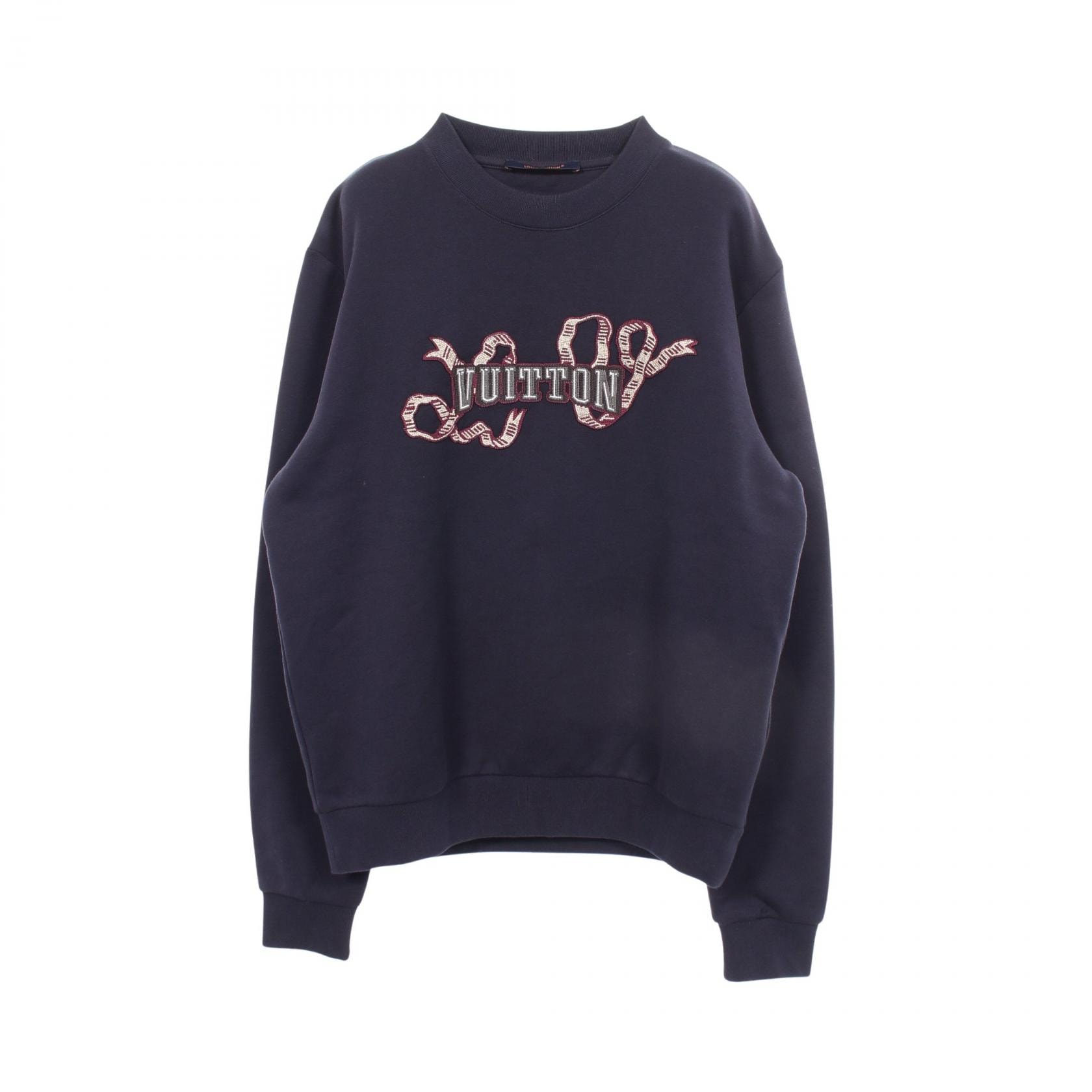 ルイ・ヴィトン LOUIS VUITTON エンブロイダード クルーネック スウェット 衣料品 トップス コットン メンズ ネイビー系 RM251MM ZA8 HSY14W 【中古】