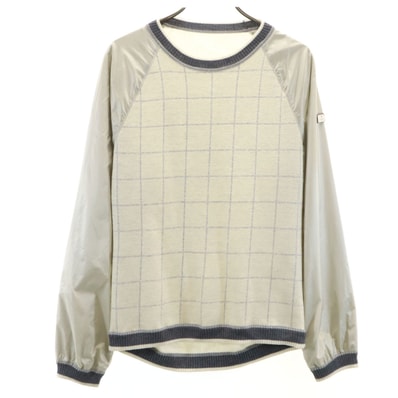 LANVIN SPORT ランバン スポーツ 長袖 ナイロン切替 ニット 38 グレージュ