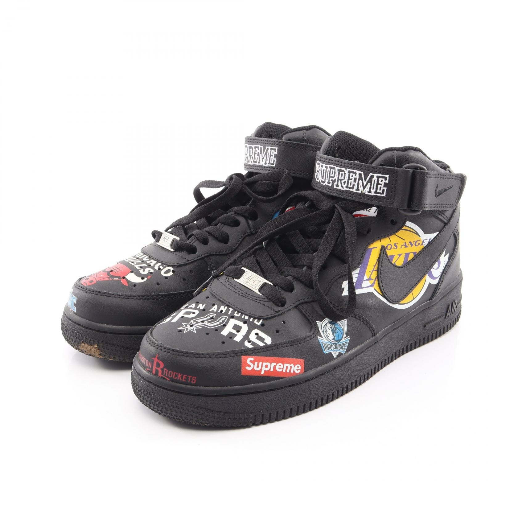 ナイキ NIKE NIKE × Supreme NBA Air Force 1 Mid ’07 スニーカー 靴 フェイクレザー メンズ ブラック系 / マルチカラー 【中古】