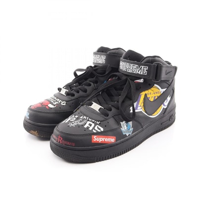 ナイキ NIKE NIKE × Supreme NBA Air Force 1 Mid ’07 スニーカー 靴 フェイクレザー メンズ ブラック系 / マルチカラー 【中古】