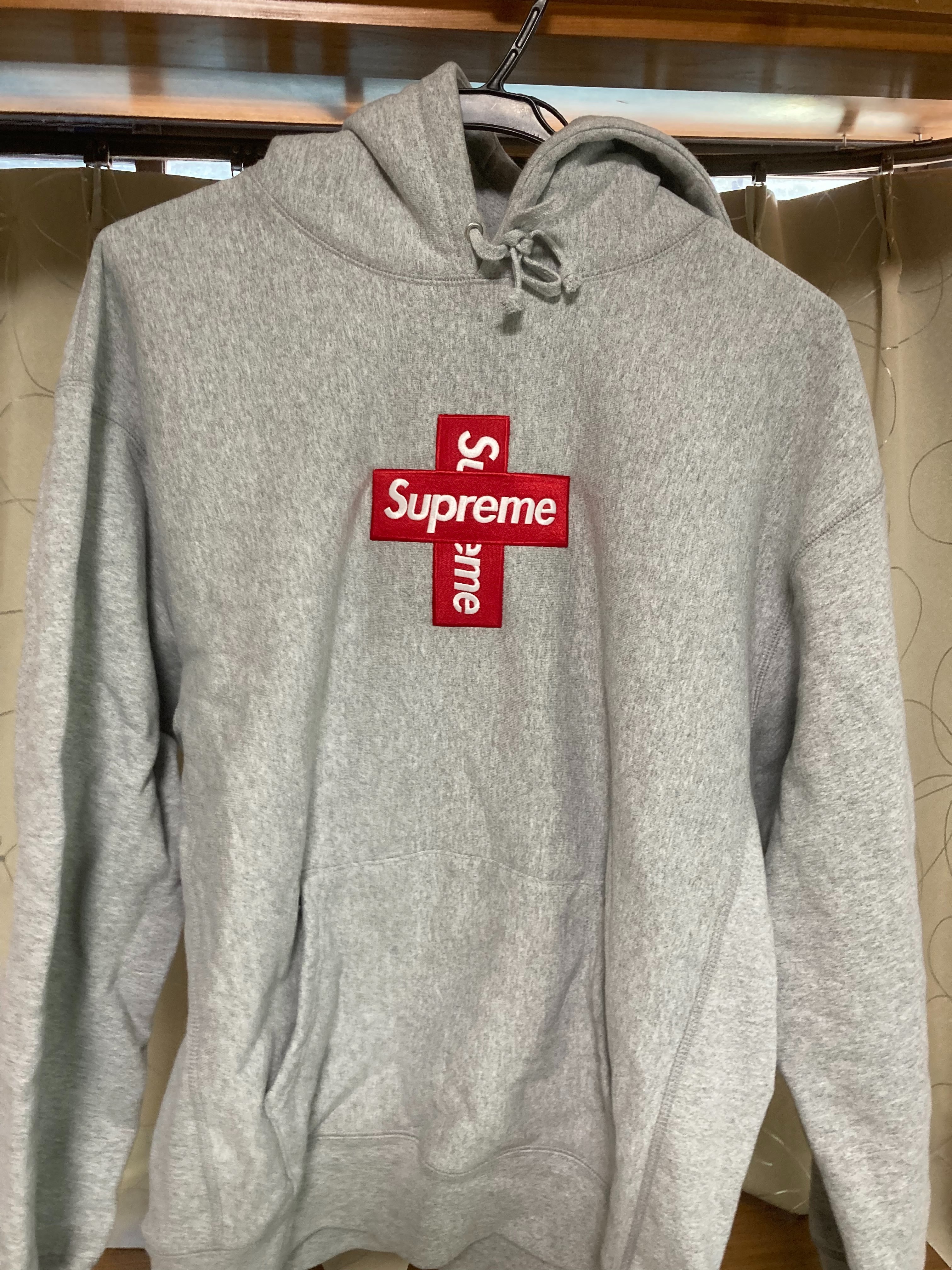 Supreme Cross Box Logo Hooded Sweatshirt "Grey"
