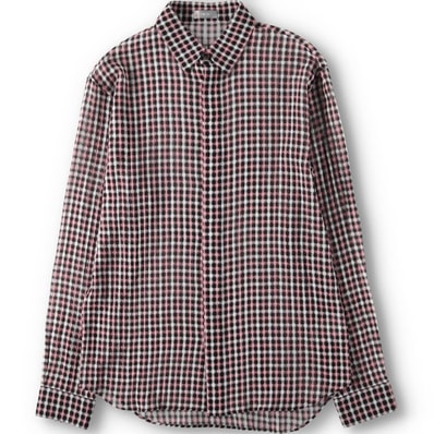 古着 ディオールオム DIOR 長袖 コットンチェックシャツ シアーシャツ イタリア製 メンズM相当/yaa000402