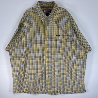 古着 90's/90年代 チャップスラルフローレン CHAPS RALPHLAUREN シアサッカー 半袖シャツ チェック ワンポイント ロゴ 大きいサイズ 14041 イエロー系 マルチカラー メンズ