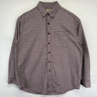 古着 エルエルビーン L.L.Bean 長袖シャツ 千鳥柄 アウトドア ネルシャツ 胸ポケット ボタンダウン L マルチカラー メンズ