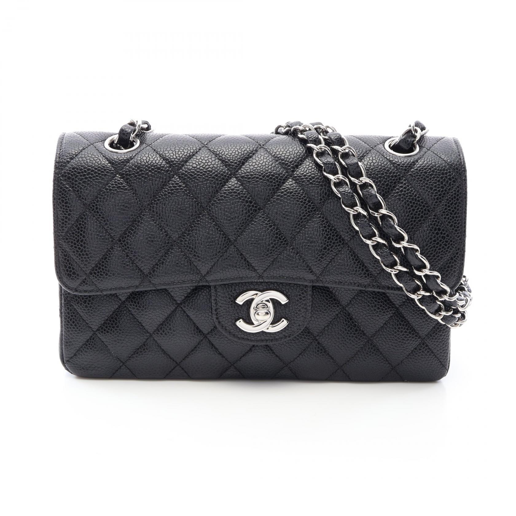 シャネル CHANEL マトラッセ Wフラップ ショルダーバッグ バッグ キャビアスキン(グレインドカーフ) レディース ブラック系 【中古】