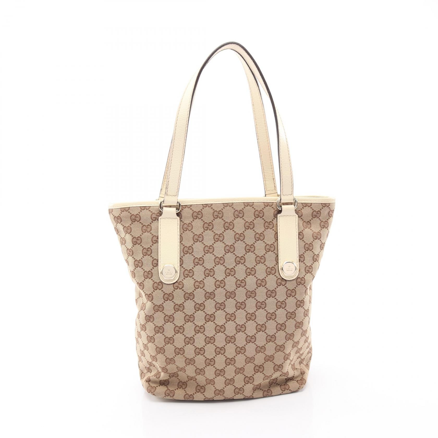 グッチ GUCCI GGキャンバス トートバッグ バッグ キャンバス レザー レディース ベージュ系 / ホワイト系 153009 【中古】