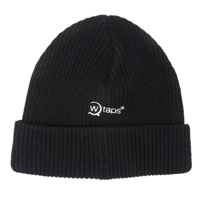WTAPS ダブルタップス ニットキャップ 21AW 212MADT-HT02 BEANIE ビーニー ロゴ ニット帽 ブラック系 X00【美品】【中古】