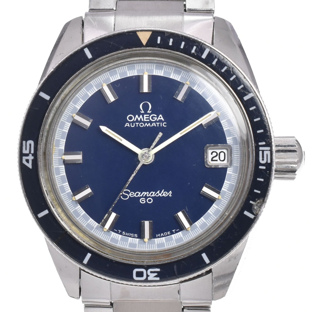 オメガ OMEGA 166.062 ヴィンテージ シーマスター 60 デイト ブルー 自動巻き メンズ 良品 腕時計 B#149396