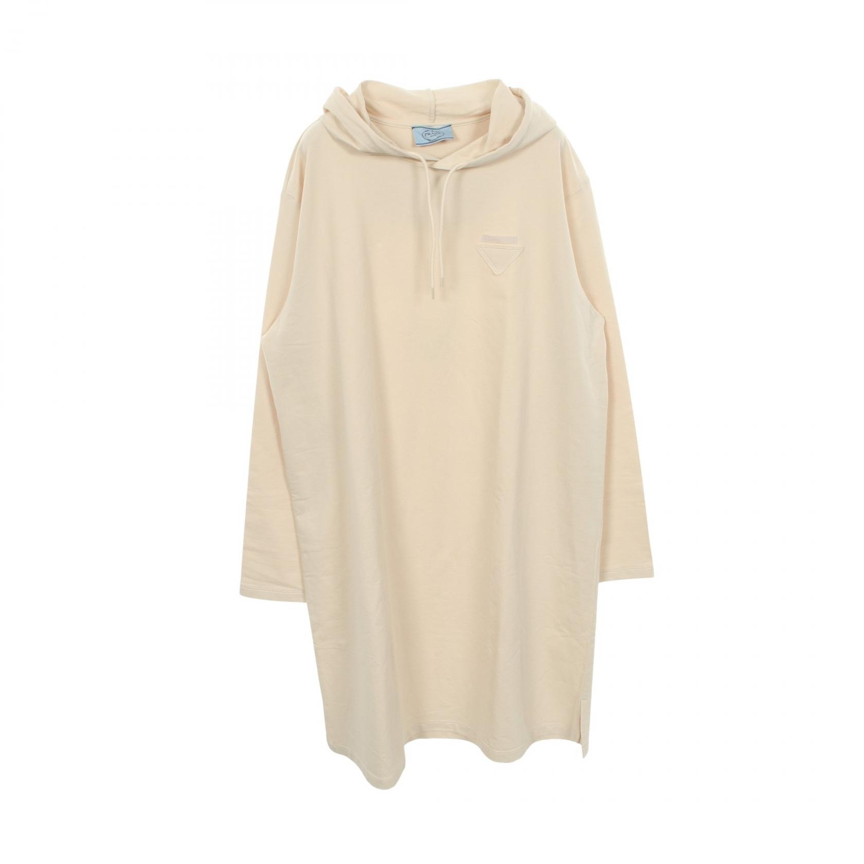 プラダ PRADA ストレッチ フード付き スウェット ワンピース 衣料品 トップス コットン レディース ベージュ系 133309 【中古】