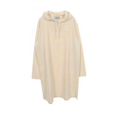 プラダ PRADA ストレッチ フード付き スウェット ワンピース 衣料品 トップス コットン レディース ベージュ系 133309 【中古】
