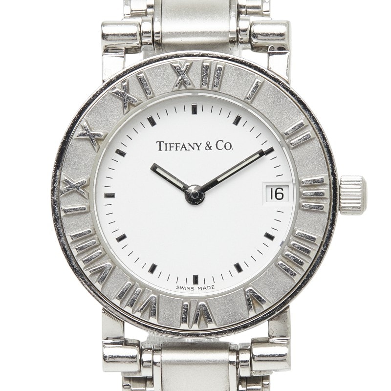 ティファニー アトラス 腕時計 クオーツ ホワイト文字盤 ステンレススチール レディース TIFFANY&Co. 【中古】