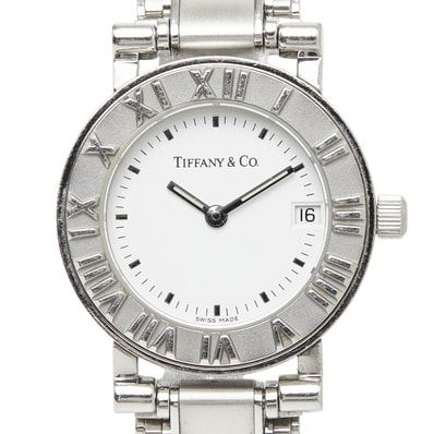 ティファニー アトラス 腕時計 クオーツ ホワイト文字盤 ステンレススチール レディース TIFFANY&Co. 【中古】