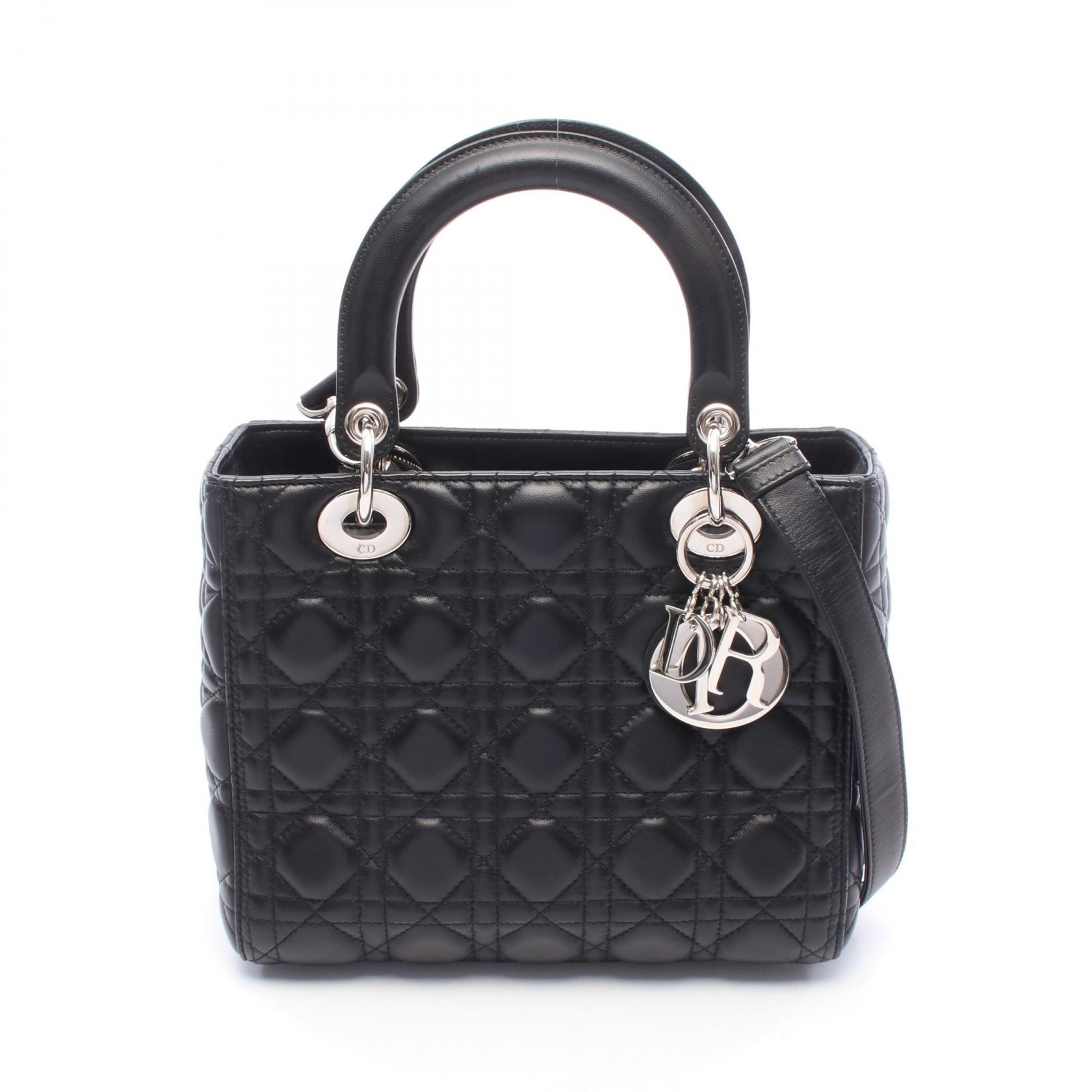 ディオール Dior LADY DIOR レディディオール 2WAY ハンドバッグ バッグ レザー レディース ブラック系 【中古】