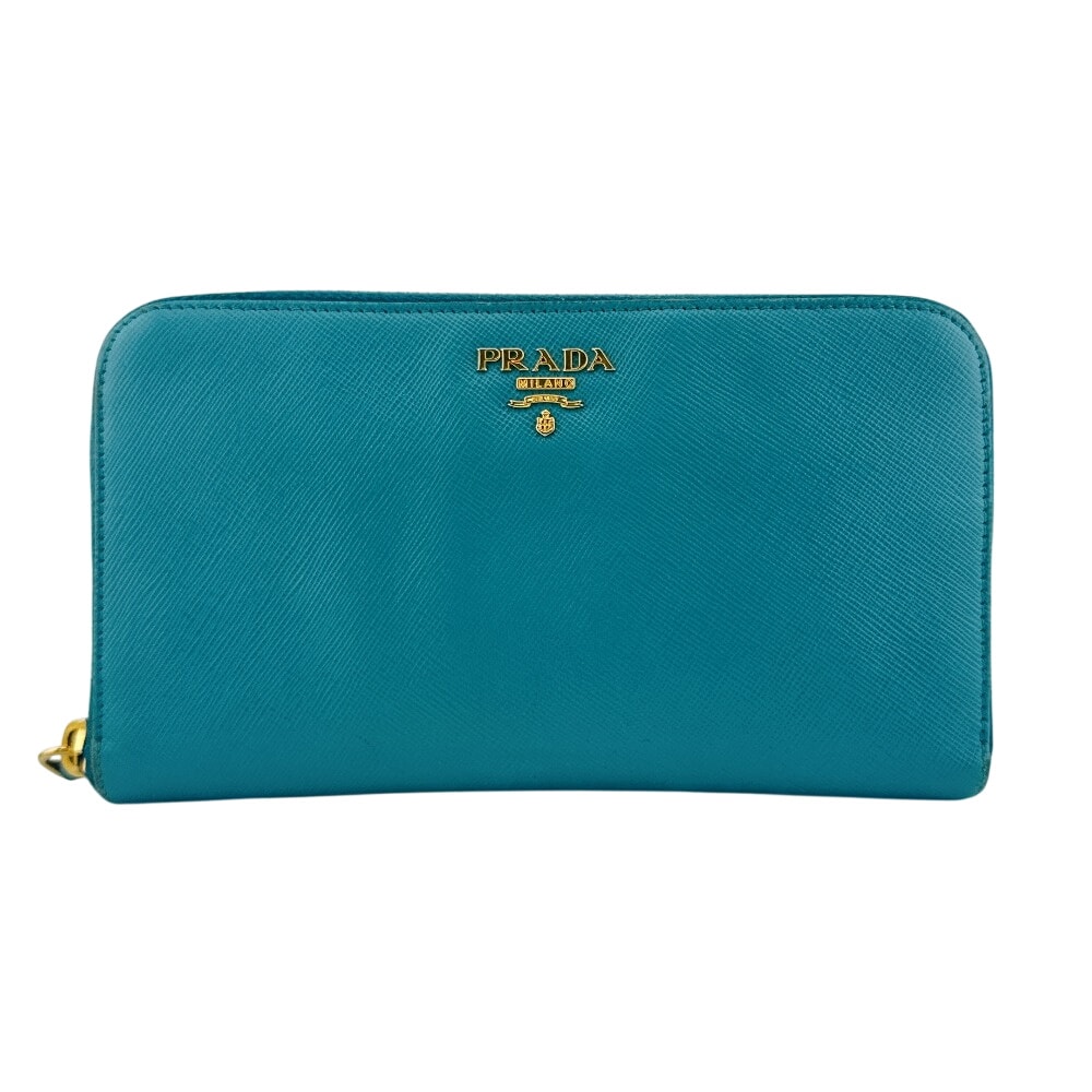 プラダ PRADA 長財布 サフィアーノ ラウンドファスナー ブルー