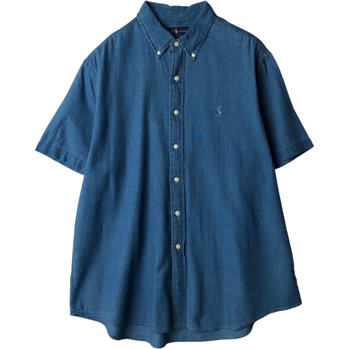 古着 ラルフローレン Ralph Lauren INDIGO OXFORD 半袖 ボタンダウンシャツ メンズXL相当/eaa636687