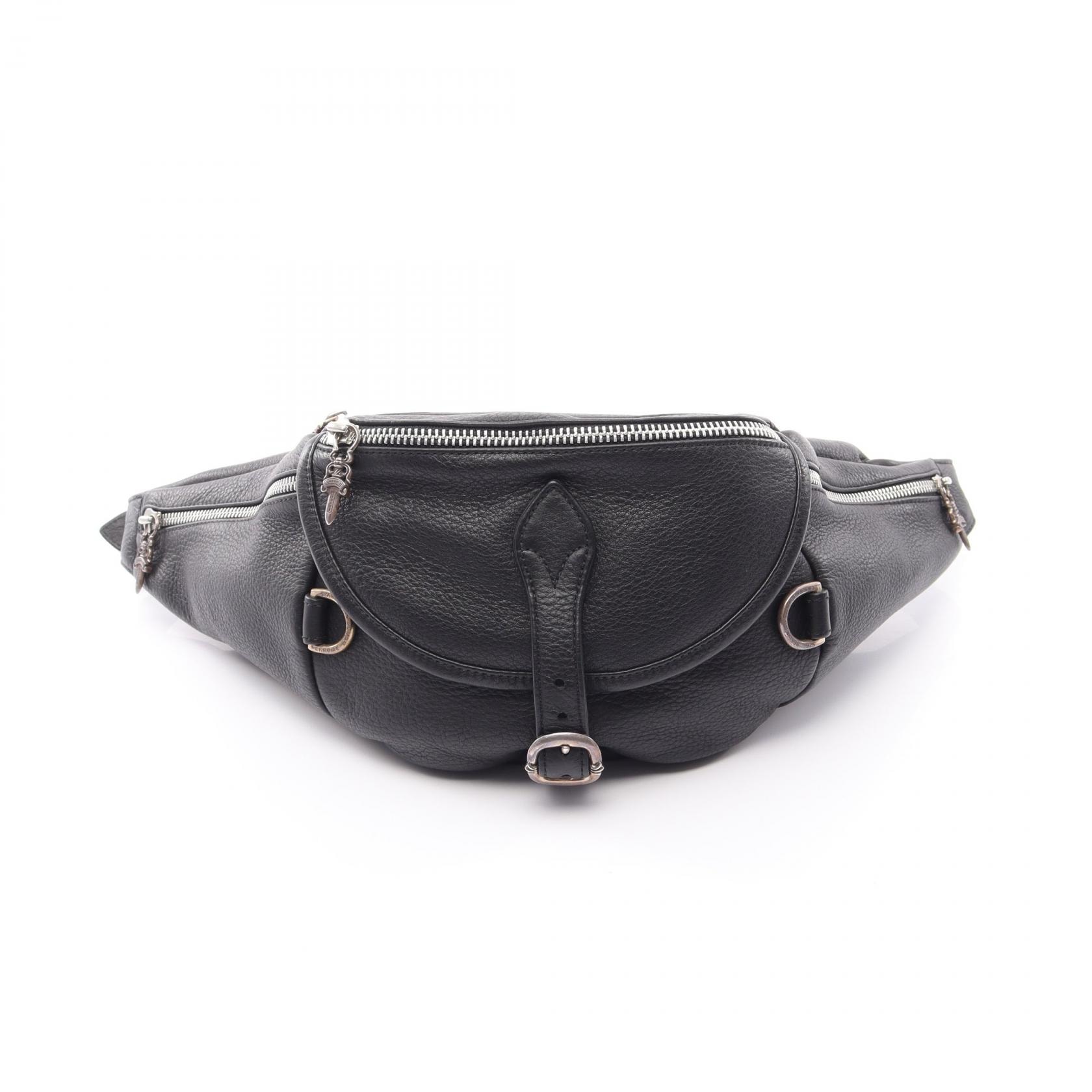 クロムハーツ CHROME HEARTS SNAT PACK ラージ ウエストバッグ ボディバッグ バッグ レザー メンズ レディース ブラック系 【中古】