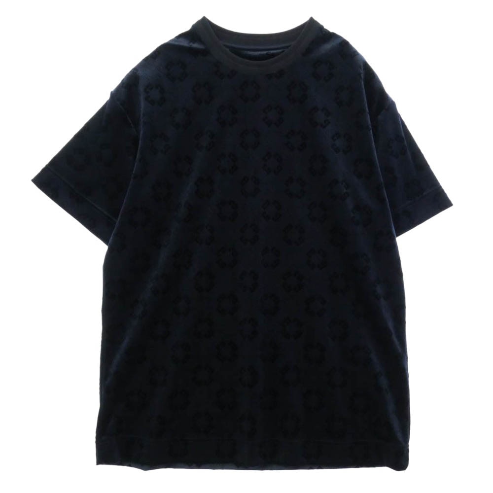 GIVENCHY ジバンシィ 25SS BM71MG316Z Monogram 72 Velvet T-Shirt モノグラム 72 ベルベット 半袖 Tシャツ ネイビー系 S【美品】【中古】