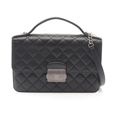 シャネル CHANEL CCユニバーシティ マトラッセ ショルダーバッグ バッグ レザー グレインドカーフレザー レディース ブラック系 A93536 【中古】