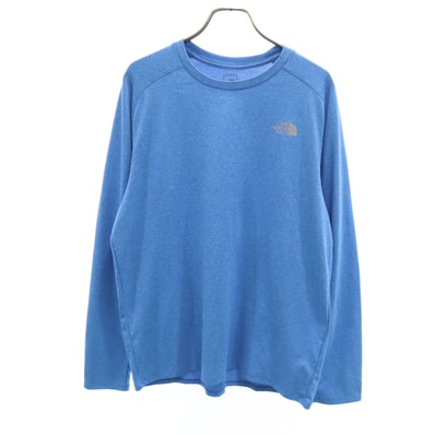 美品 THE NORTH FACE ノースフェイス 長袖 メランジクルー Tシャツ XL ブルー ロンT NT12096 アウトドア