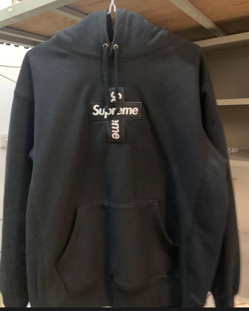 Supreme Cross Box Logo Hooded Sweatshirt "Black"