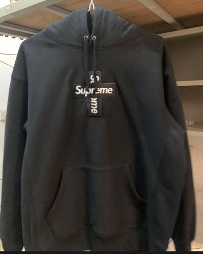 Supreme Cross Box Logo Hooded Sweatshirt "Black"