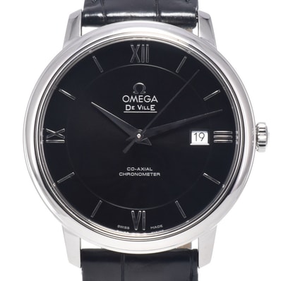 オメガ OMEGA 424.13.40.20.01.001 デビル プレステージ デイト CO-AXIAL 自動巻き メンズ 美品 内箱・保証書付き 腕時計 P#148949