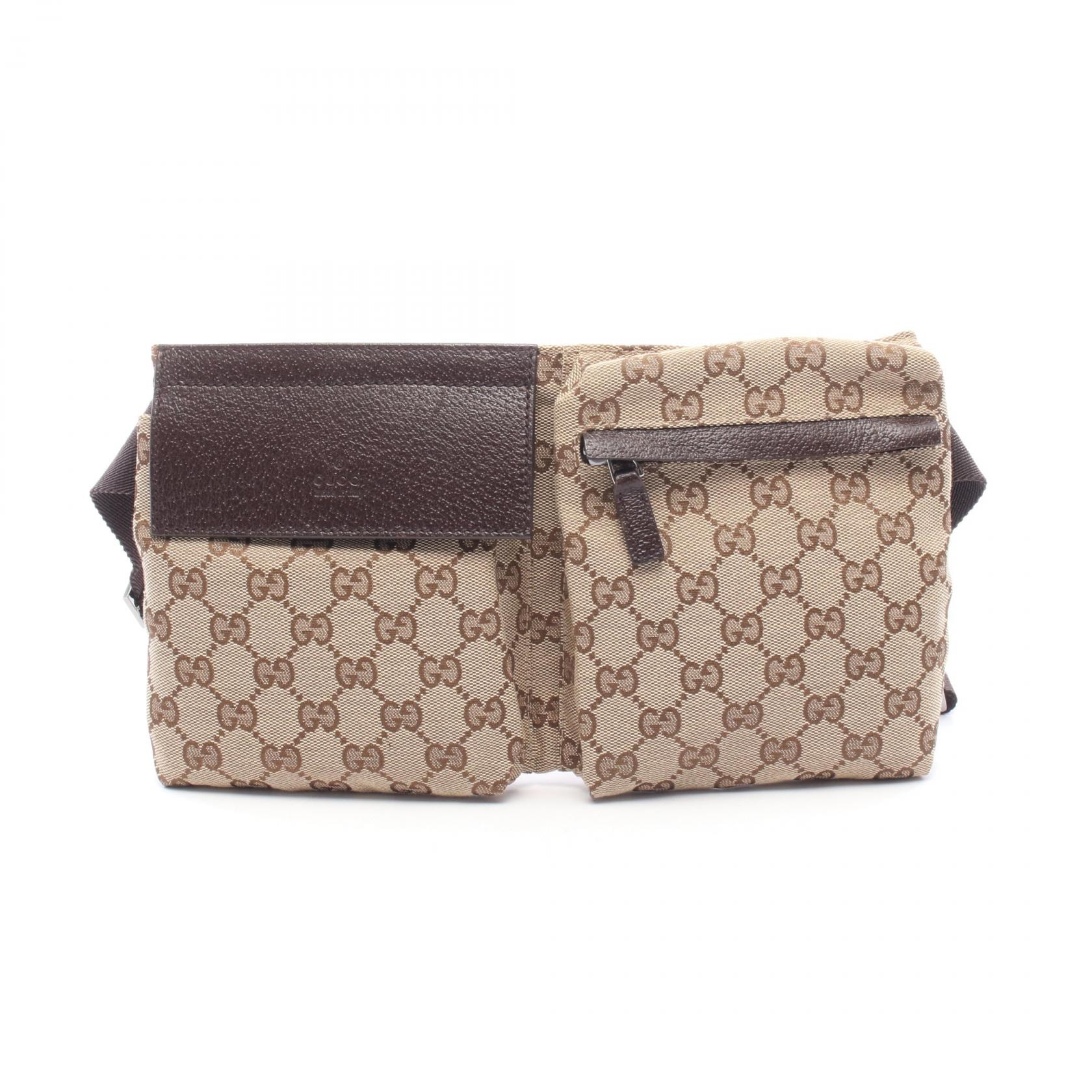 グッチ GUCCI GGキャンバス ウエストバッグ ボディバッグ バッグ キャンバス レザー メンズ レディース ベージュ系 / ブラウン系 28566 【中古】