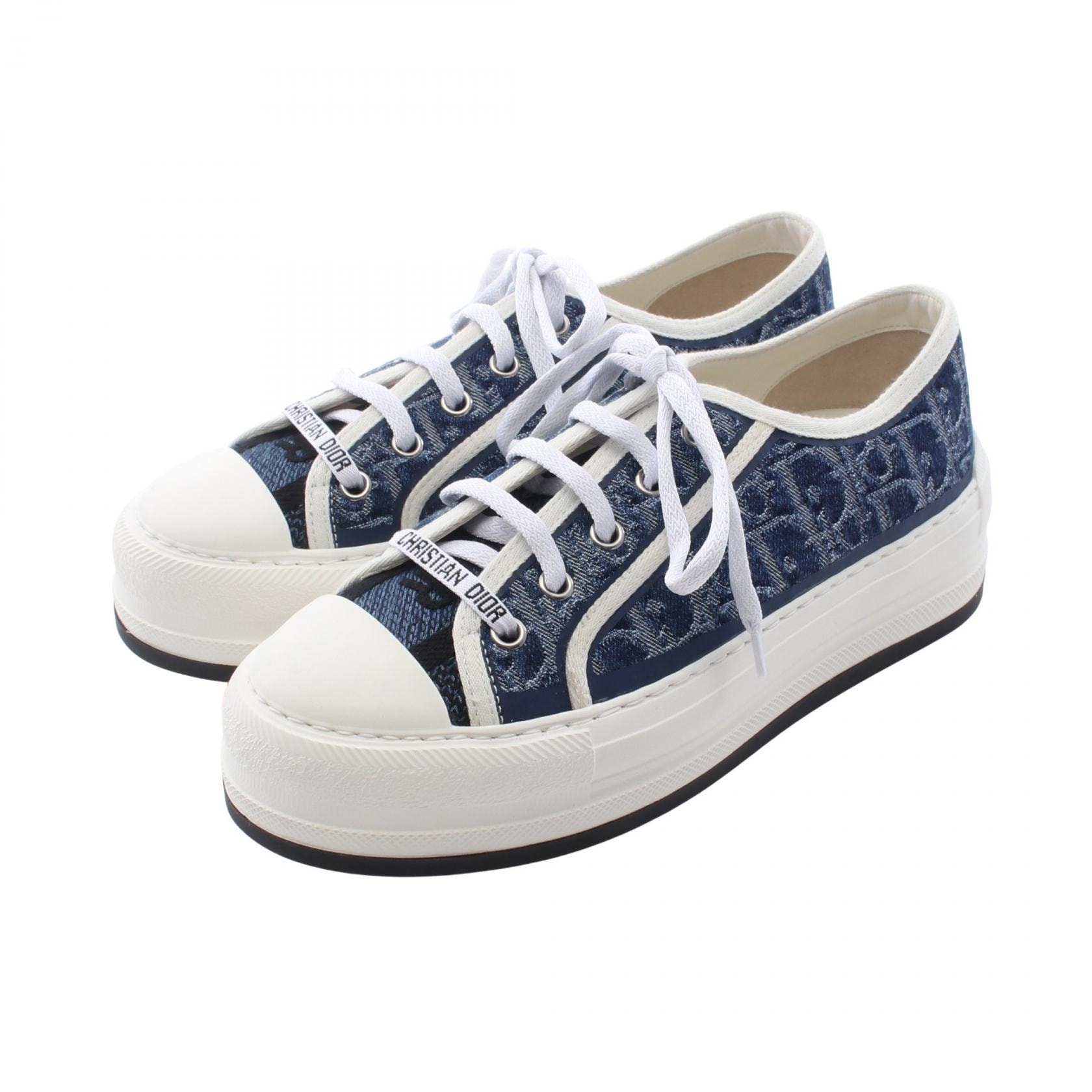 ディオール Dior WALK'N'DIOR オブリークエンブロイダリー スニーカー 靴 キャンバス レディース ネイビー系 / ホワイト系 【中古】