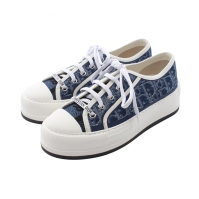 ディオール Dior WALK'N'DIOR オブリークエンブロイダリー スニーカー 靴 キャンバス レディース ネイビー系 / ホワイト系 【中古】