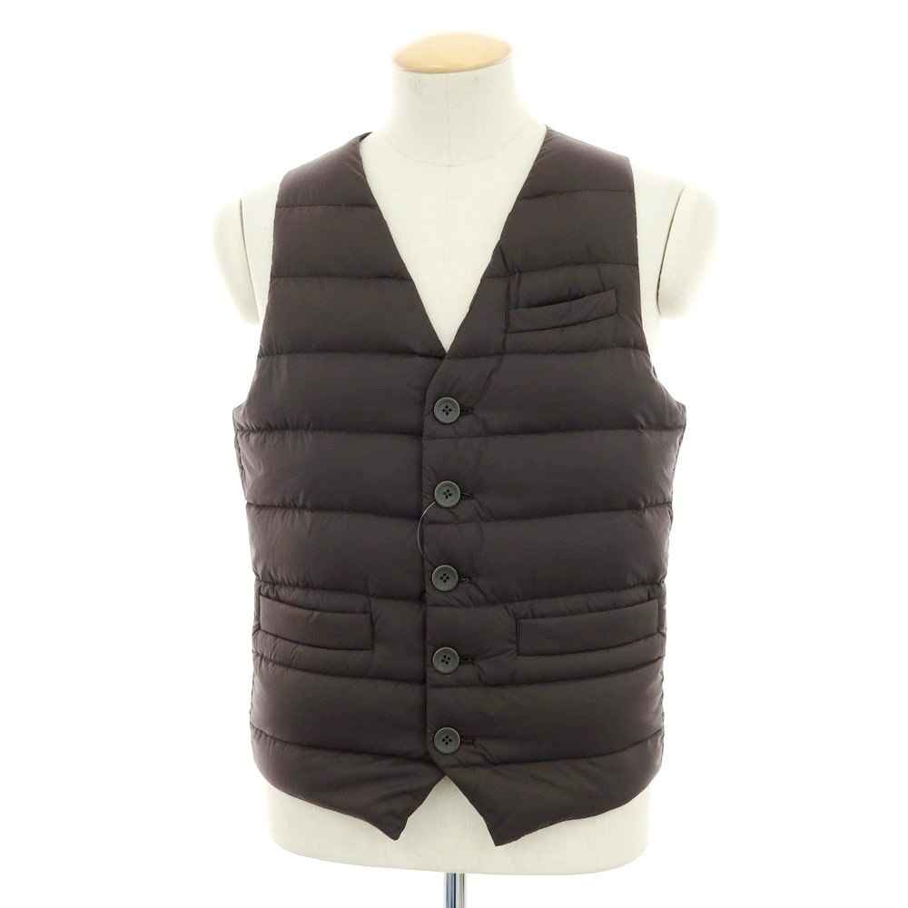 【中古】ヘルノ Herno ナイロンポリウレタン ダウンベスト ジレ ブラウン【サイズ44】【メンズ】
