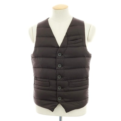 【中古】ヘルノ Herno ナイロンポリウレタン ダウンベスト ジレ ブラウン【サイズ44】【メンズ】