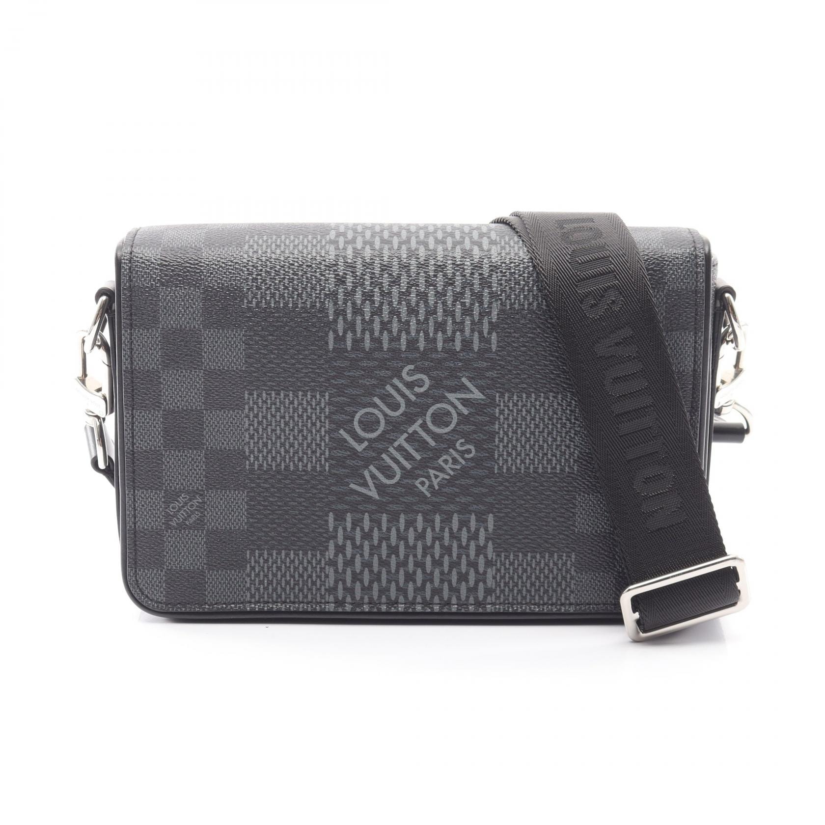 ルイ・ヴィトン LOUIS VUITTON ステュディオ メッセンジャー 3D ショルダーバッグ バッグ PVCコーティングキャンバス レザー ダミエ・グラフィット メンズ ブラック系 N50013 【中古】