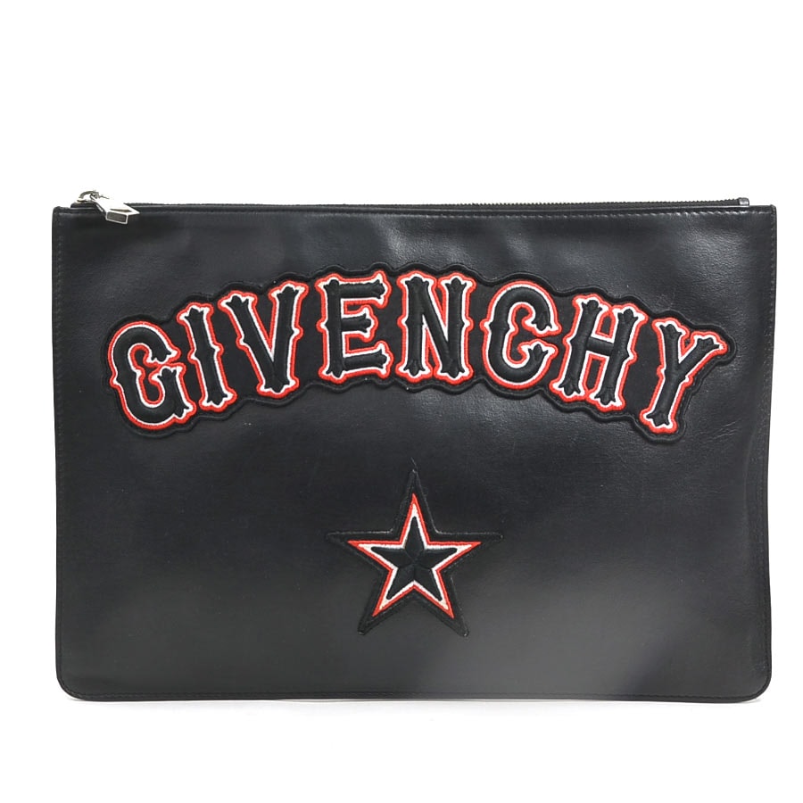 ジバンシィ GIVENCHY クラッチバッグ レザー ブラック メンズ【中古】 r10904a