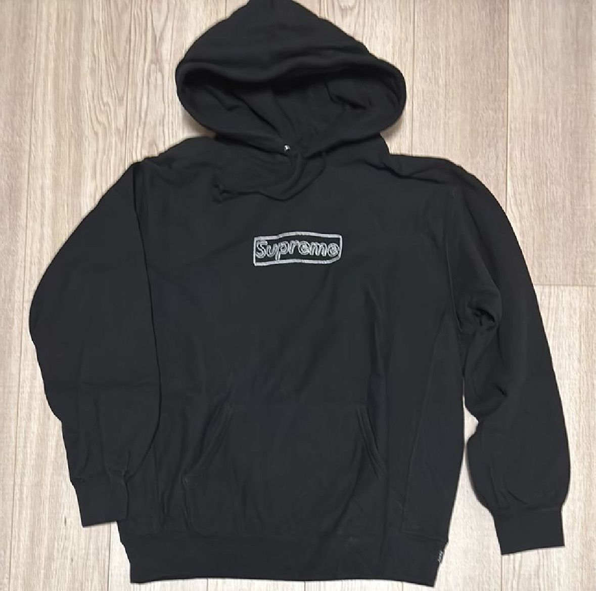 Supreme KAWS Chalk Logo Hooded Sweatshirt "Black"(2021)