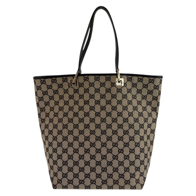 美品 GUCCI グッチ ブラック 黒 ゴールド金具 GGキャンバス レザー/ トートバッグ ショルダーバッグ 603277 【中古】