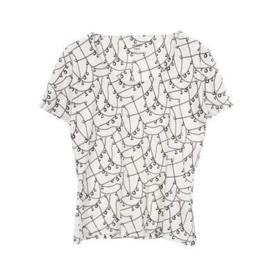 エルメス HERMES 総柄 半袖Tシャツ 衣料品 トップス コットン ホワイト レディース ホワイト系 2H4602DM 【中古】