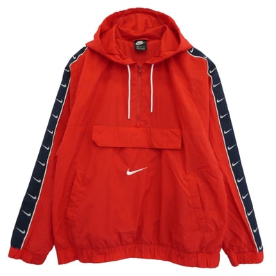NIKE ナイキ ナイロンジャケット CV9168-657 バックロゴ アノラック ウーブンジャケット ナイロン フーデッド ジャケット レッド系 XXL【中古】