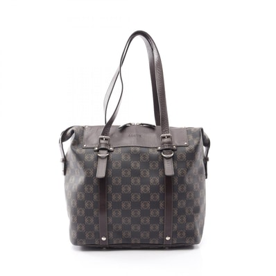ロエベ LOEWE リピート アナグラム トートバッグ バッグ レザー PVCコーティングキャンバス レディース ブラウン系 【中古】