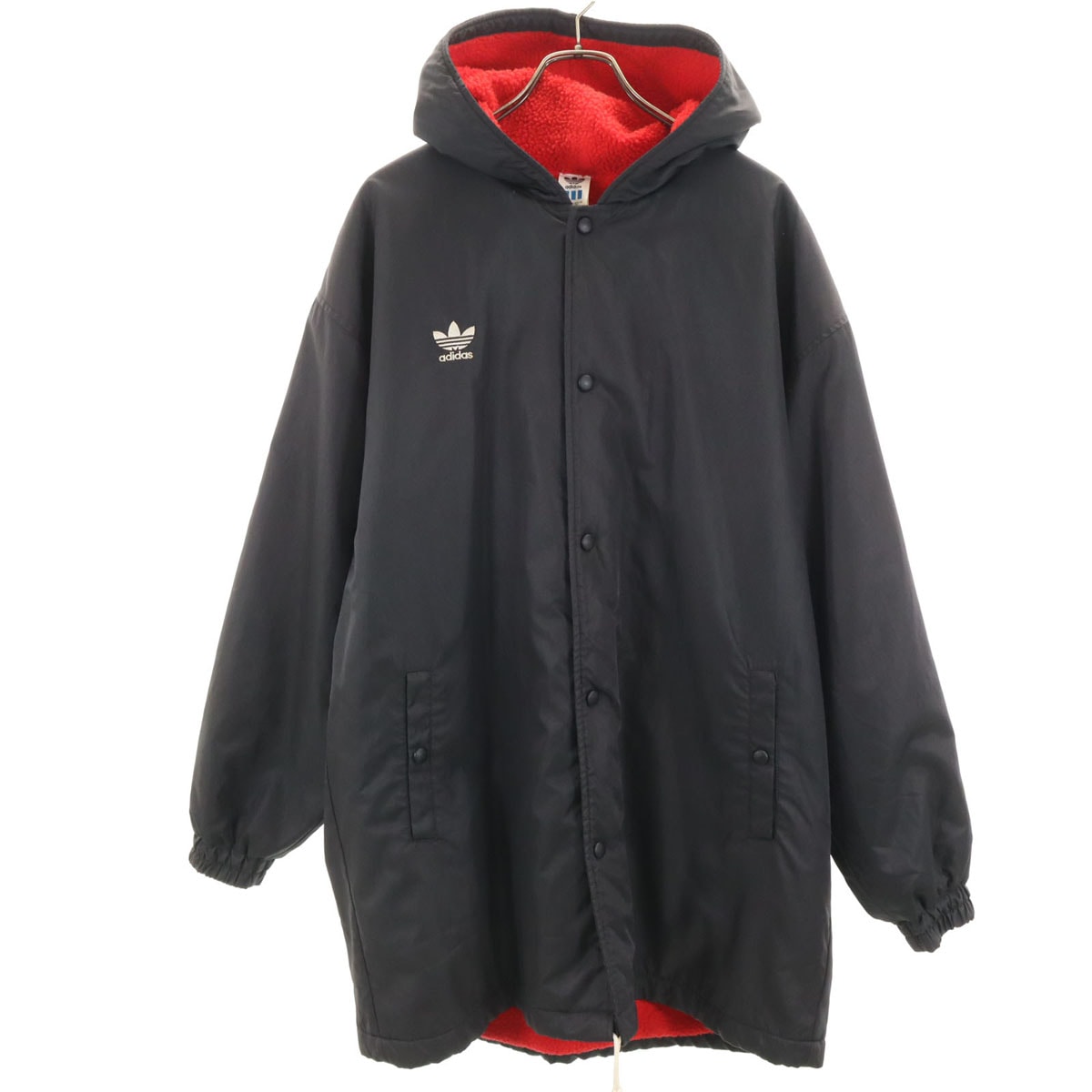 adidas アディダス 80s デサント製 ヴィンテージ トレフォイルロゴ ベンチコート L ブラック