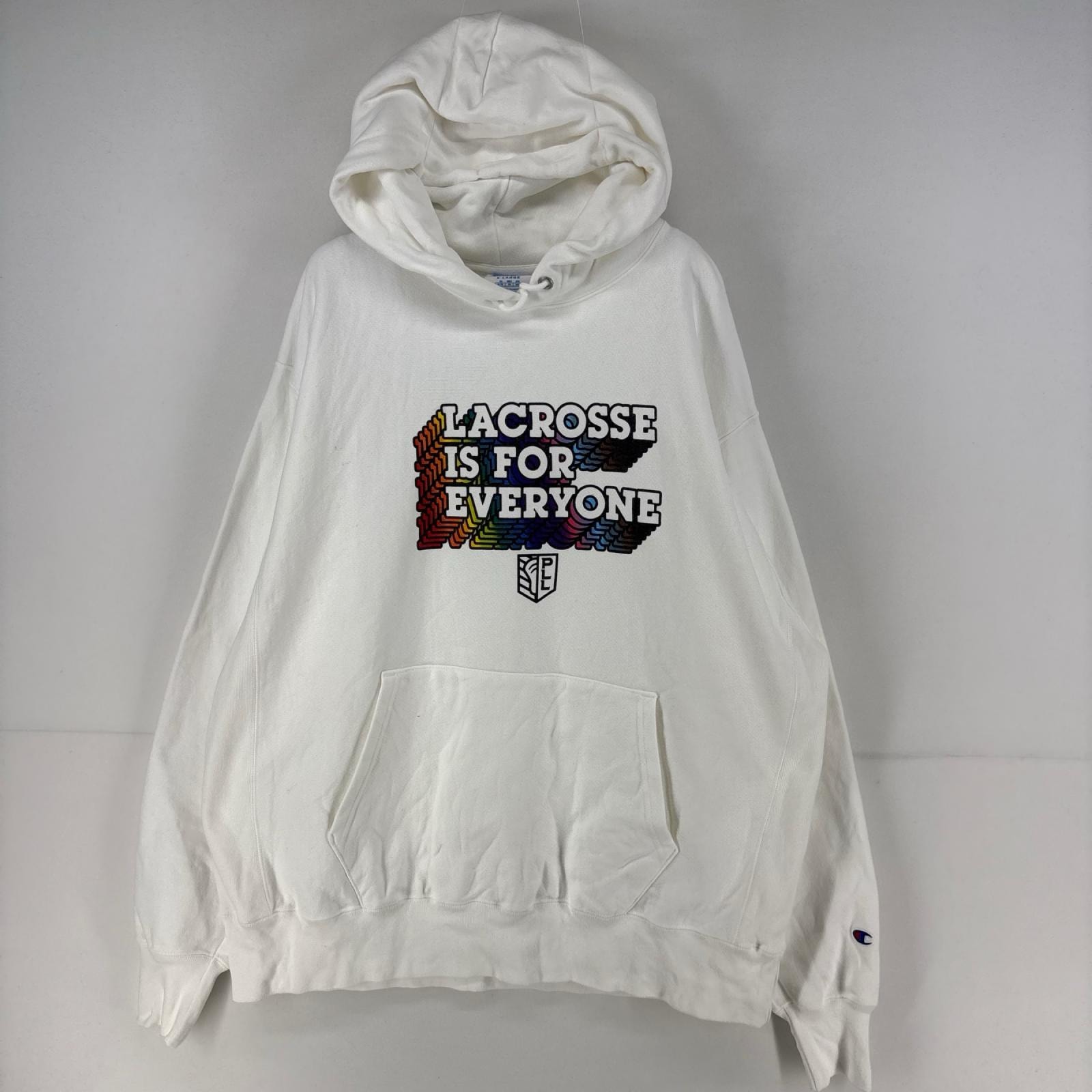 古着 チャンピオン Champion パーカー プルオーバー プリント リバースウィーブ スウェット XL  ホワイト メンズ