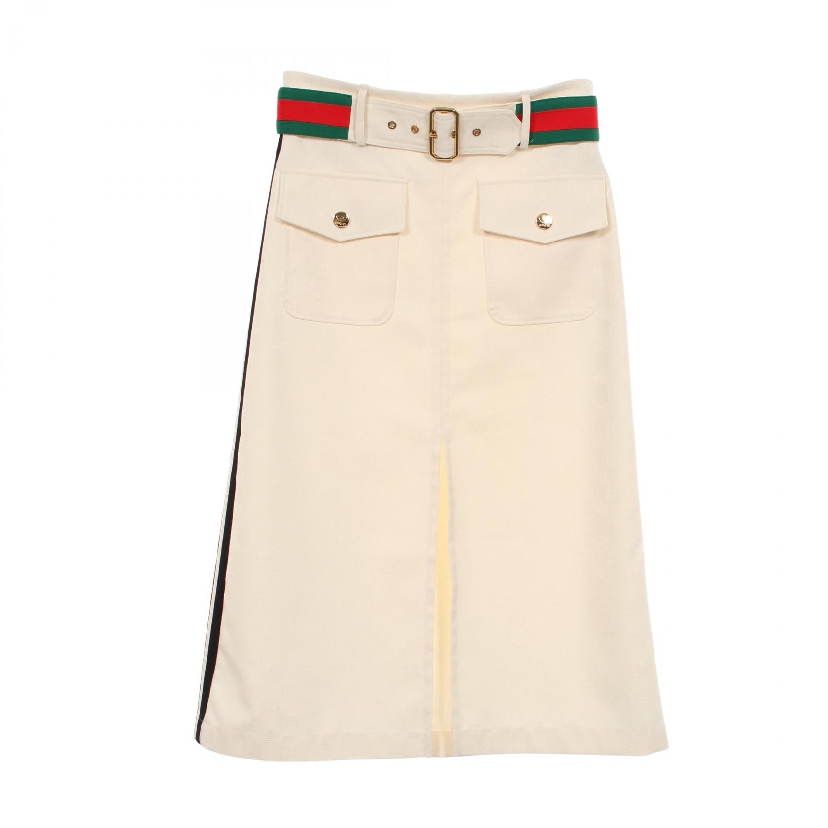 グッチ GUCCI GUCCI × adidas GG トレフォイル スカート 衣料品 ボトムス ポリエステル レディース アイボリー系 【中古】