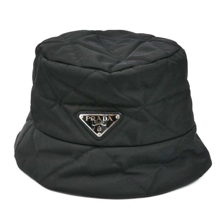 PRADA プラダ トライアングルロゴ バケットハット ハット ブラック 1HC325 2DV4 L レディース【中古】