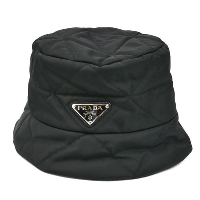 PRADA プラダ トライアングルロゴ バケットハット ハット ブラック 1HC325 2DV4 L レディース【中古】