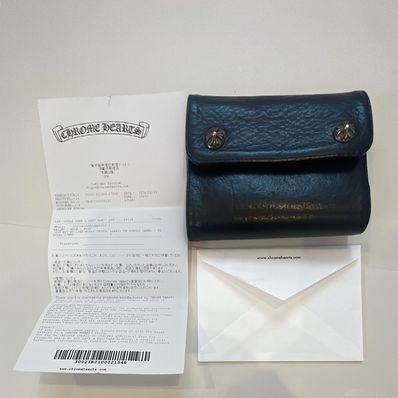 Chrome Hearts Wave Mini Cross Ball Button Leather Wallet "Black/Silver"