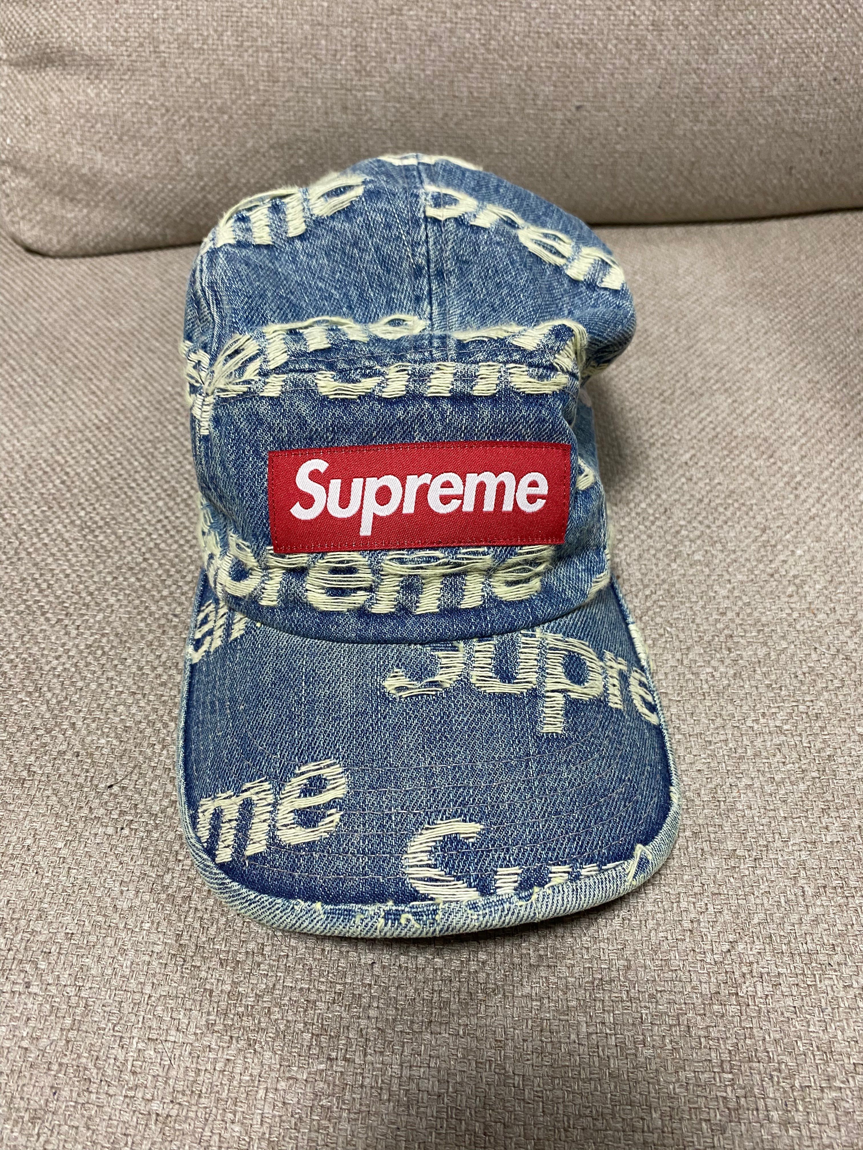 Supreme Frayed Logos Denim Camp Cap "Blue"