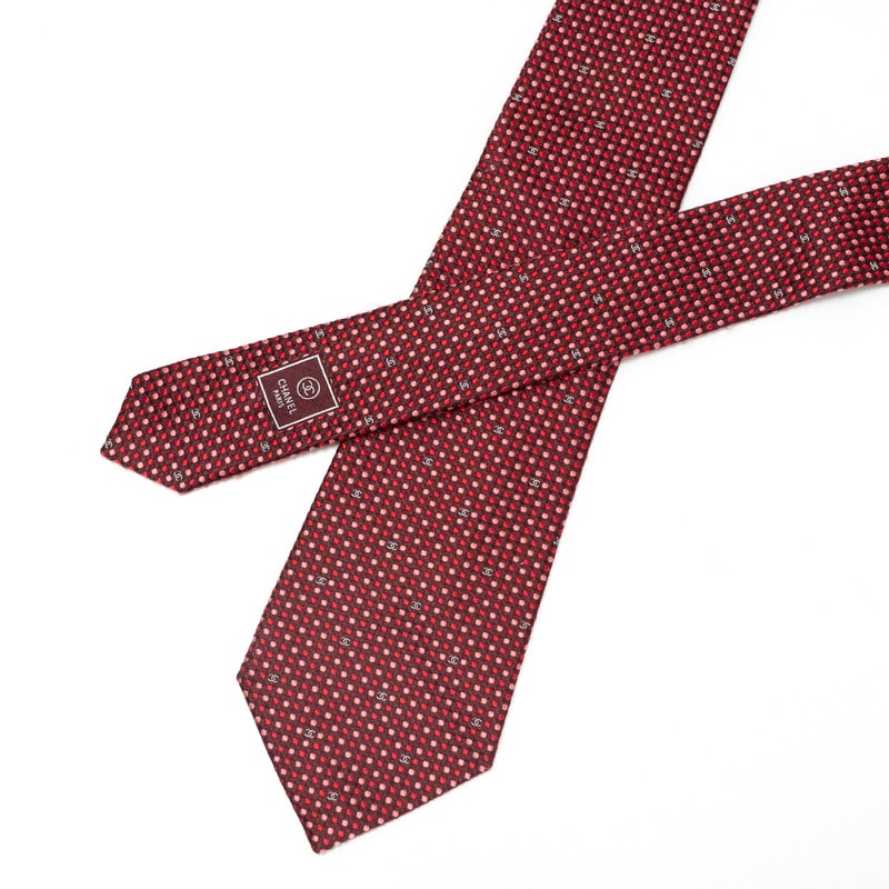 美品　シャネル　ネクタイ　ココマーク　スペード　ジャガード　金チェーン　高級 ss77506-002.jpg